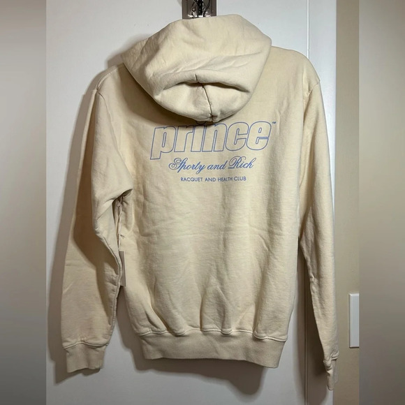 NWT Sporty & Rich X Prince Racquet and Health Club Cream Hoodie Size XS - Picture 1 of 8